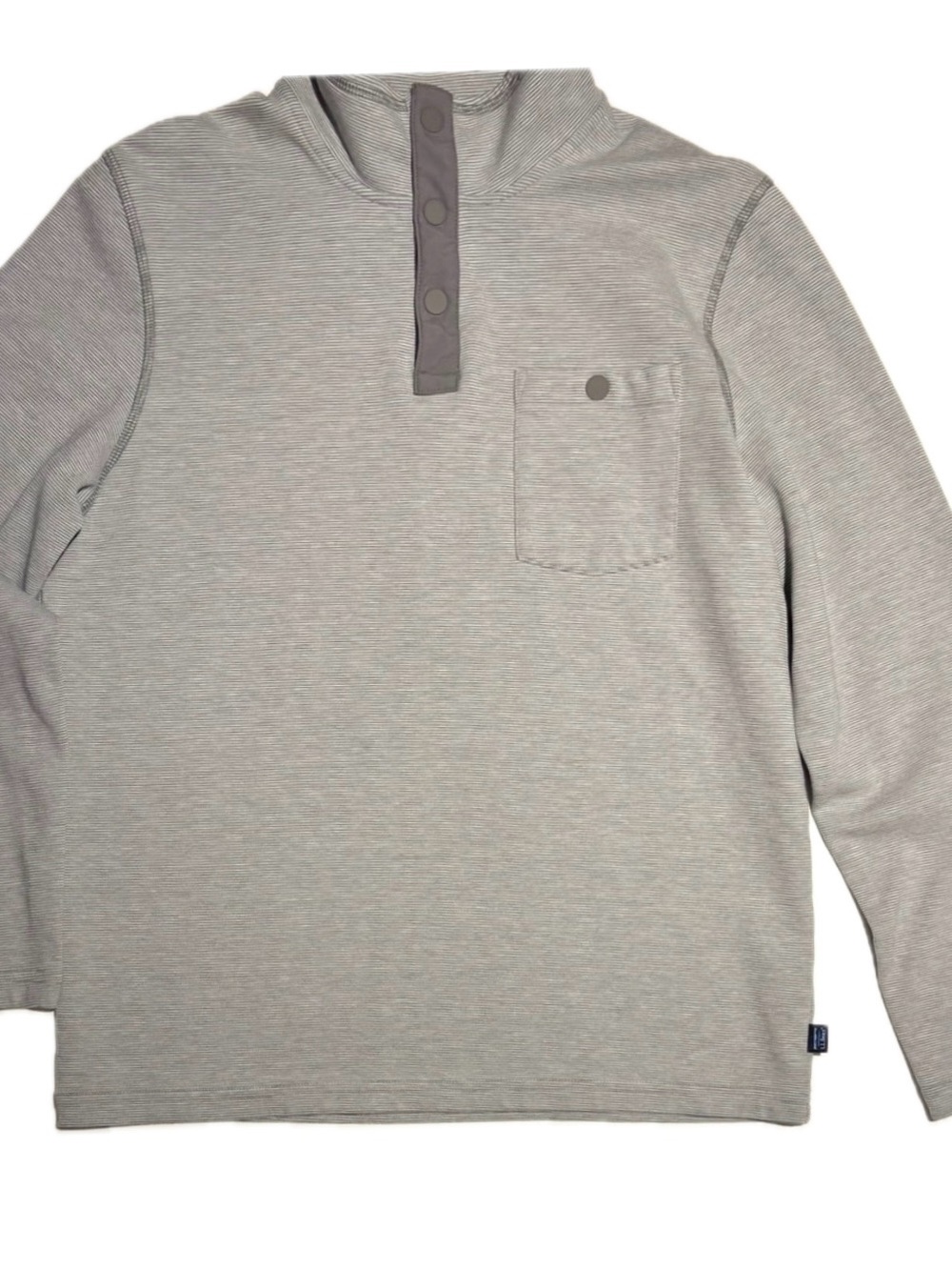 L.L. Bean Men's Gray Micro Stripe Long Sleeve Slightly Fitted Shirt Medium